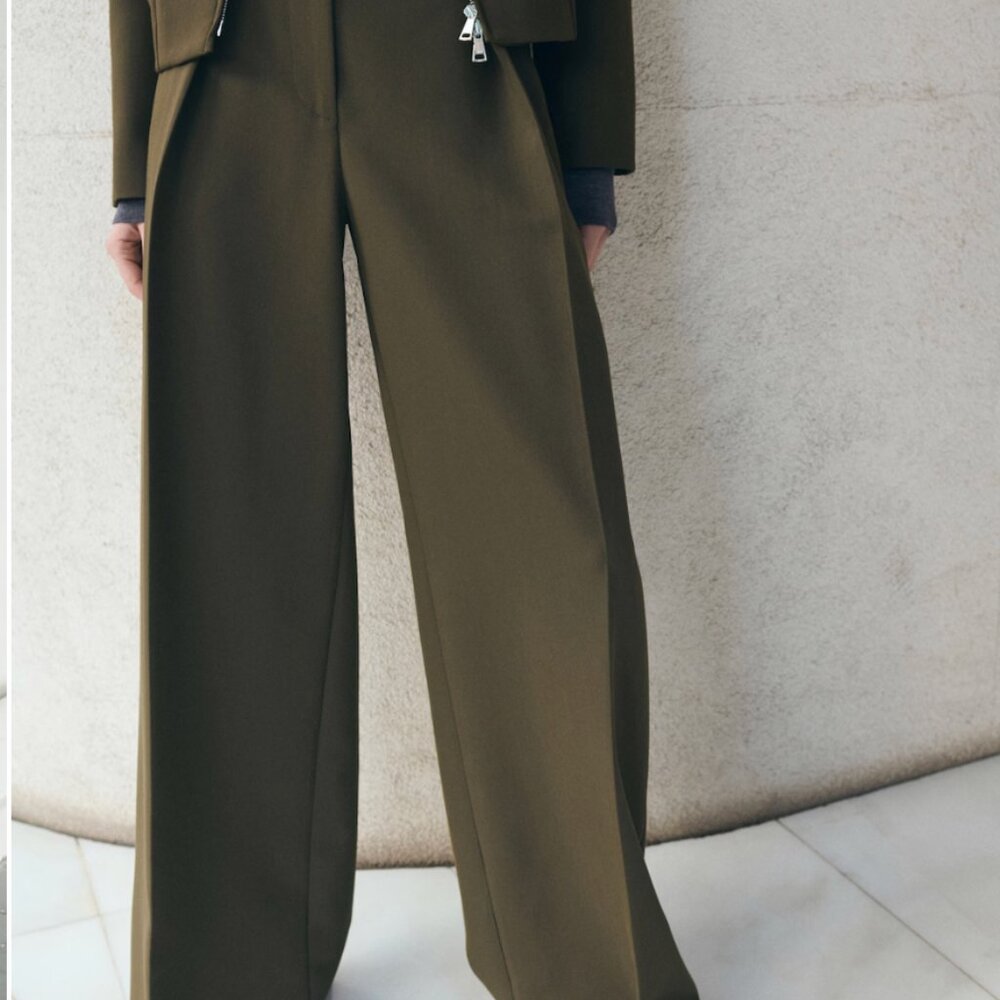Mango Green Belt Straight Fit Pants - Picture 4 of 4